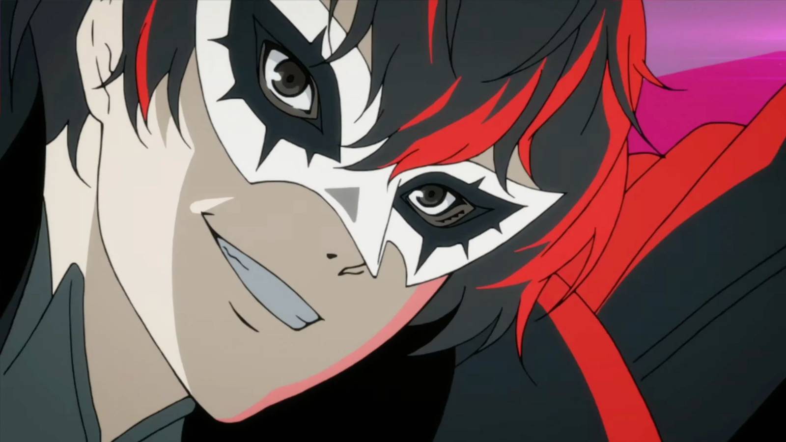 Joker smiling in the intro for Persona 5 Royal.