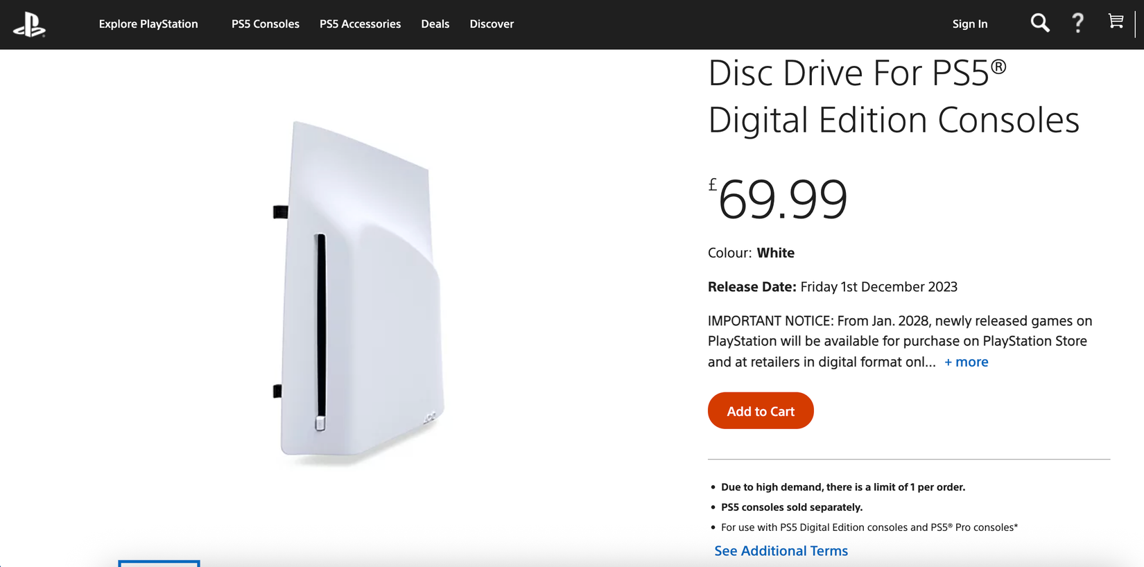 of the PlayStation 5 disc drive "high demand" warning
