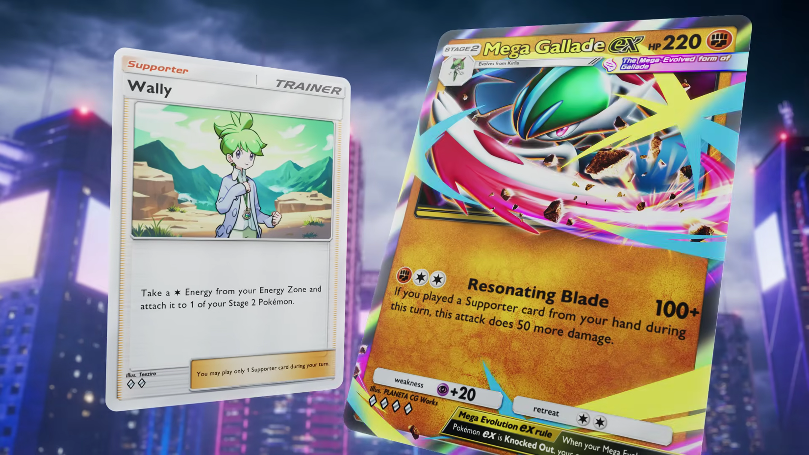 wally and mega gallade cards from pokemon tcg pocket.