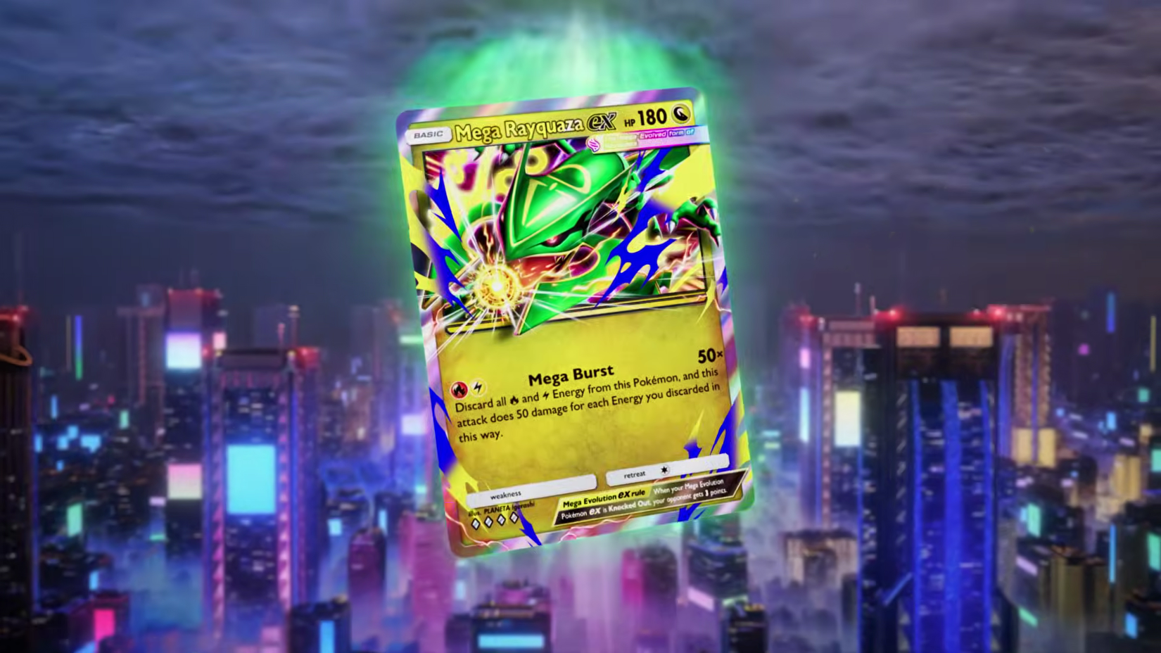mega rayquaza ex card from pokemon tcg pocket.