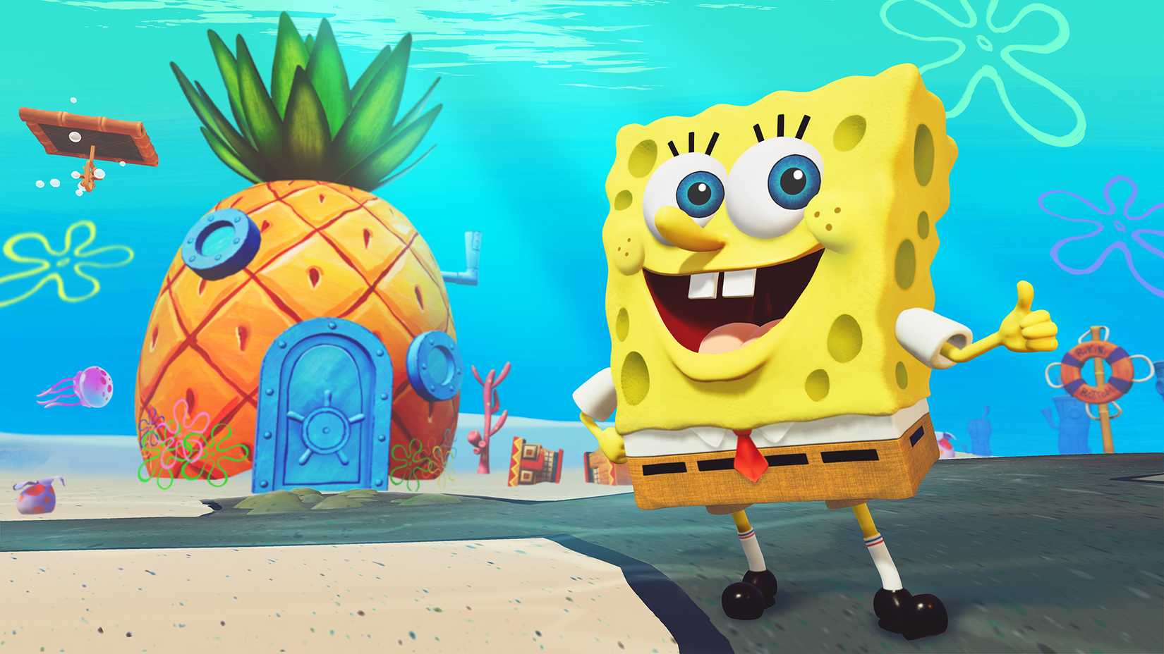 SpongeBob SquarePants Battle for Bikini Bottom - SpongeBob gives a thumbs up in Rehydrate