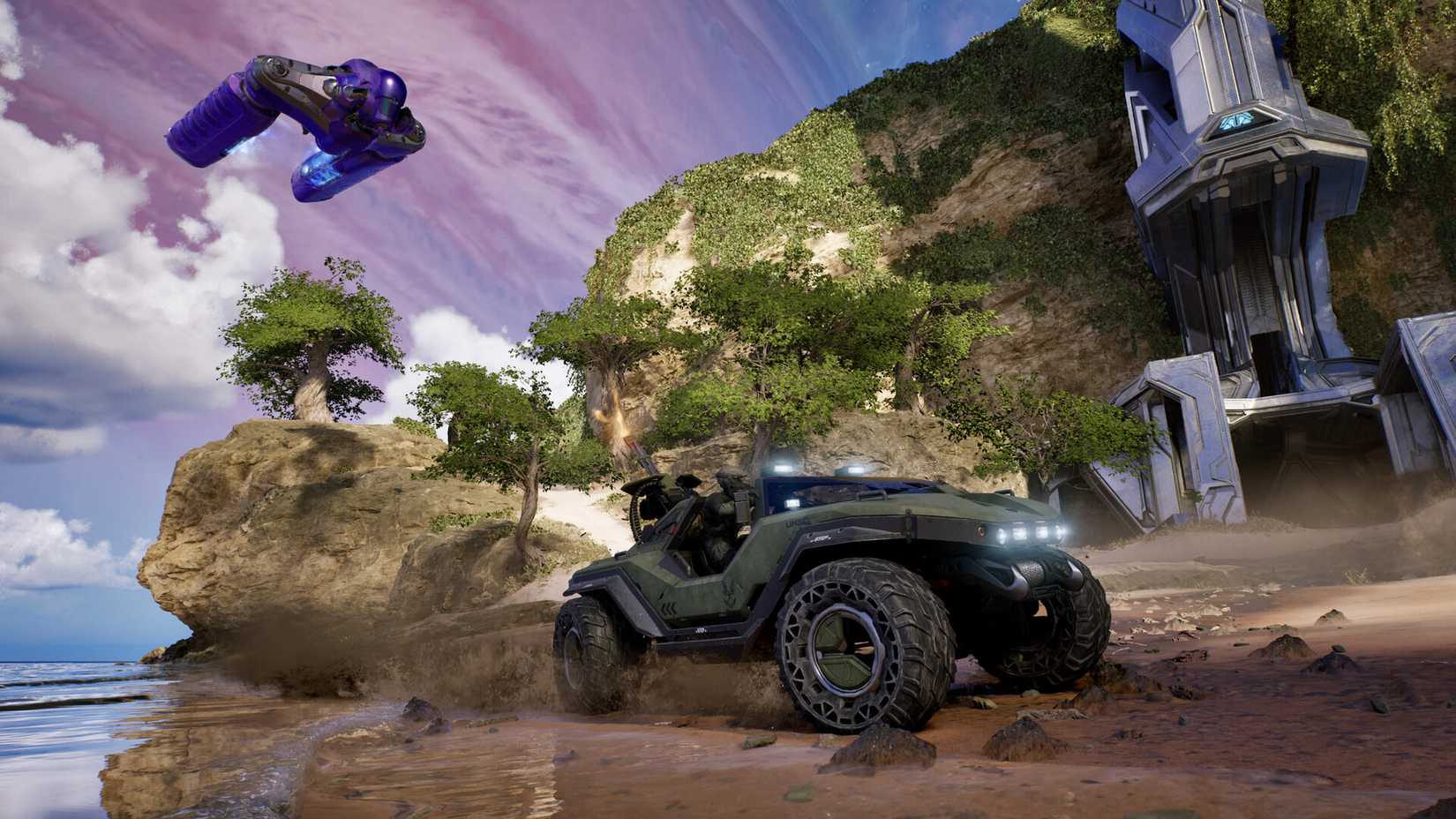 Driving through the massive world in Halo: Campaign Evolved.
