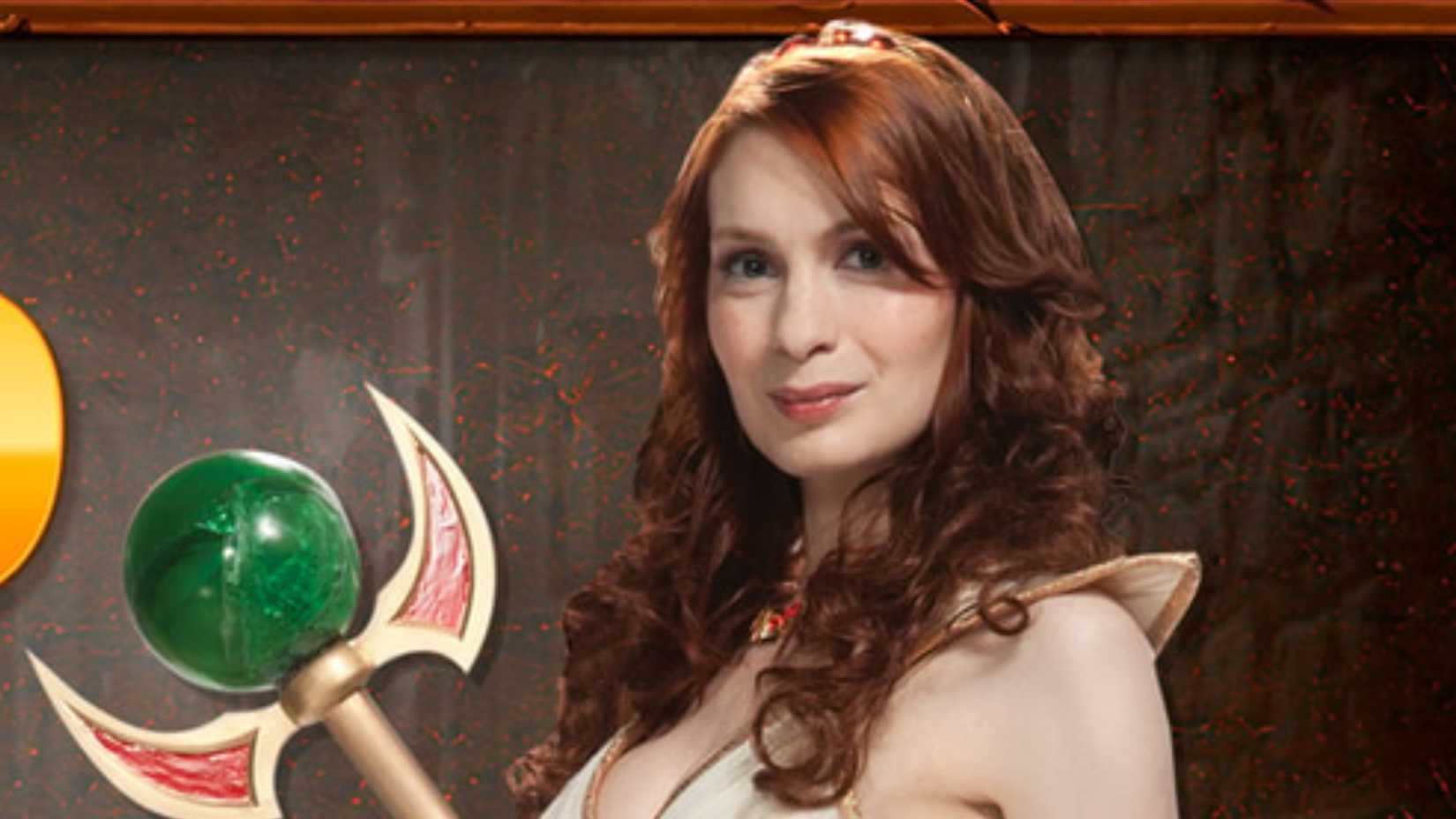 A close up of Felicia Day on the post of the reboot of The Guild.