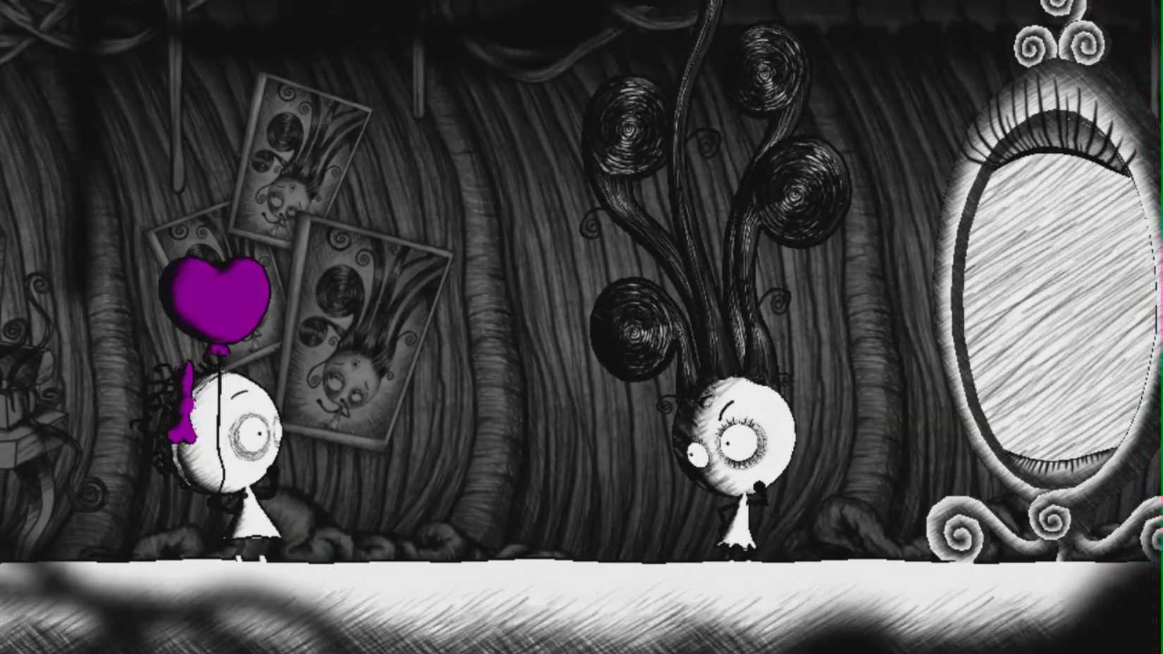 The protagonist looking at another character in Murasaki Baby.
