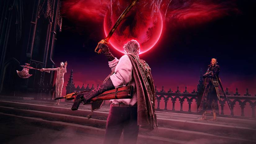 Albert, Bloodhand Jan, and Sniper Layla in a Moon Blood Bestowal during a Dusk Battle.