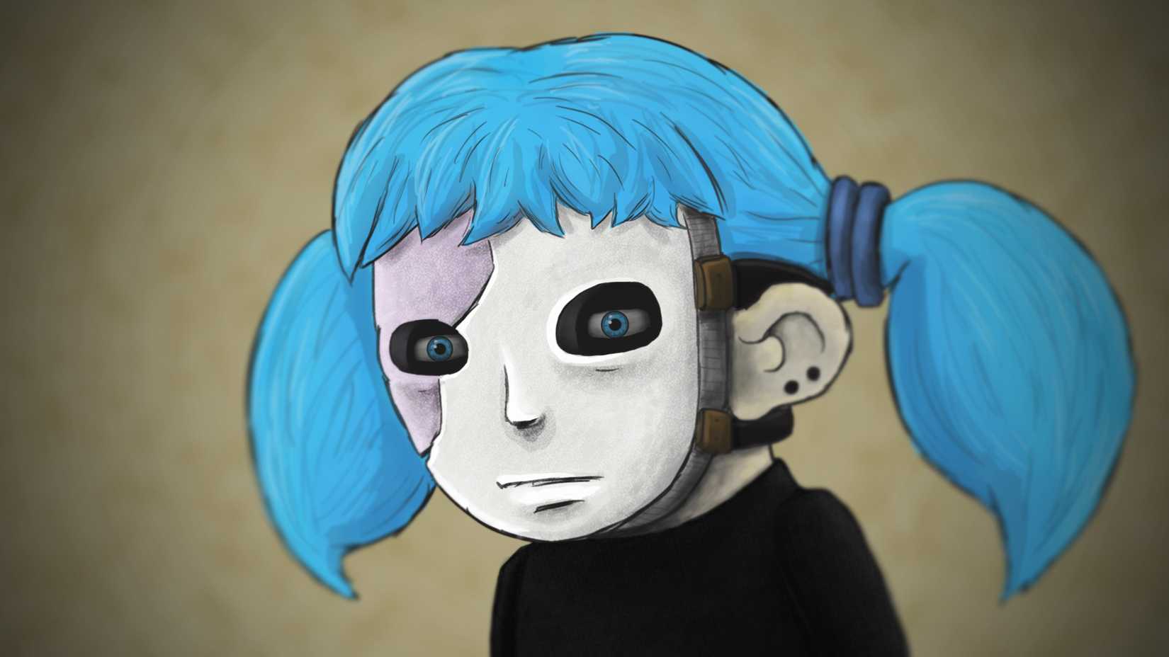 Close up of Sally Face character