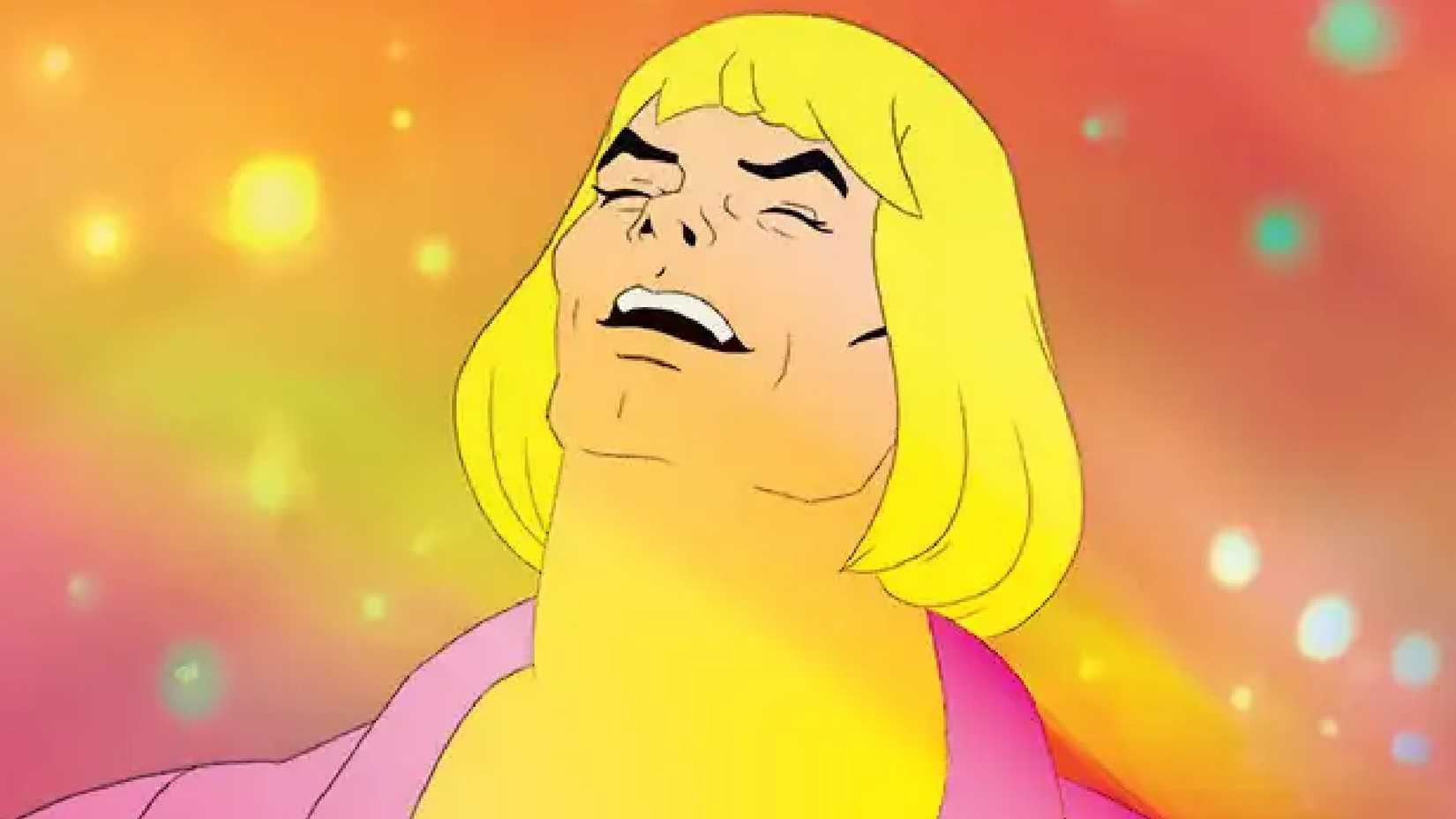 A close up image of the artwork from the Swan Song He-Man MTG card.