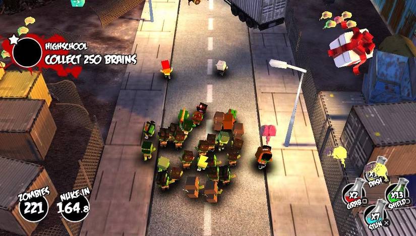 A group of zombies in The Hungry Horde going through a city.