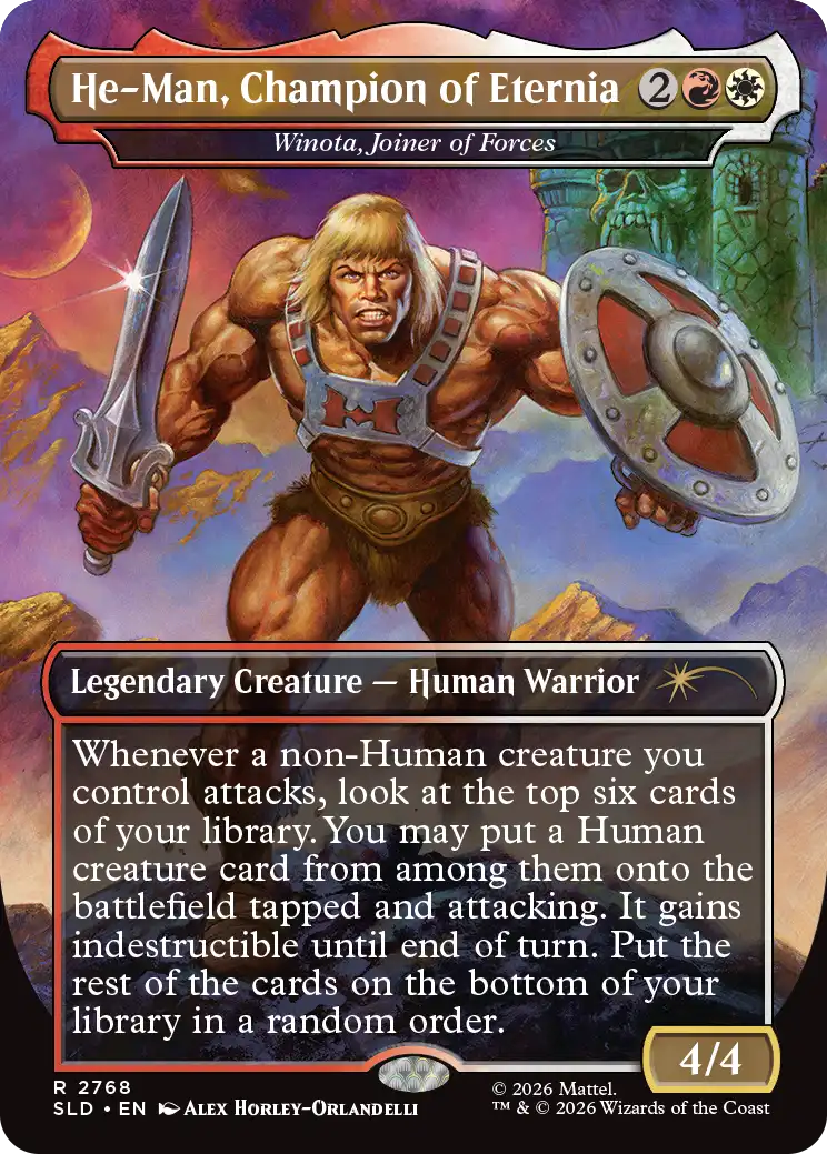 An image of He-Man, Champion on Eternia MTG card.
