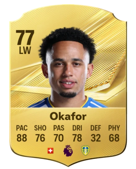 An image of Noah Okafor's FUT card from FC 27.