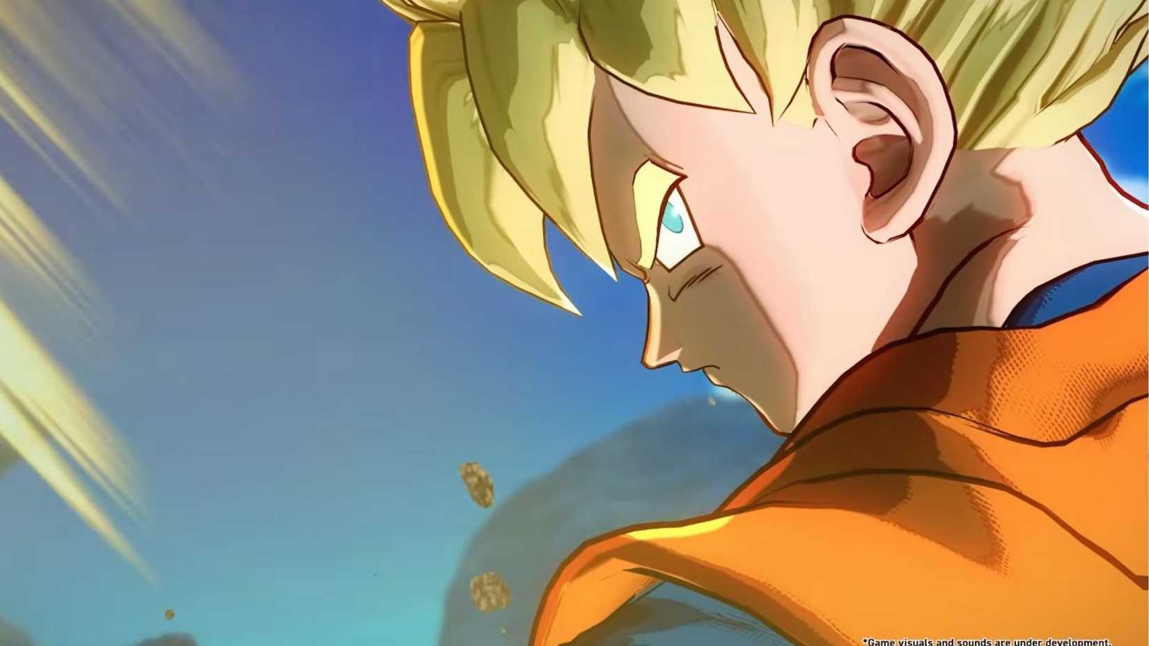 Super Saiyan Goku looking angry in Dragon Ball: Gekishin Squadra.