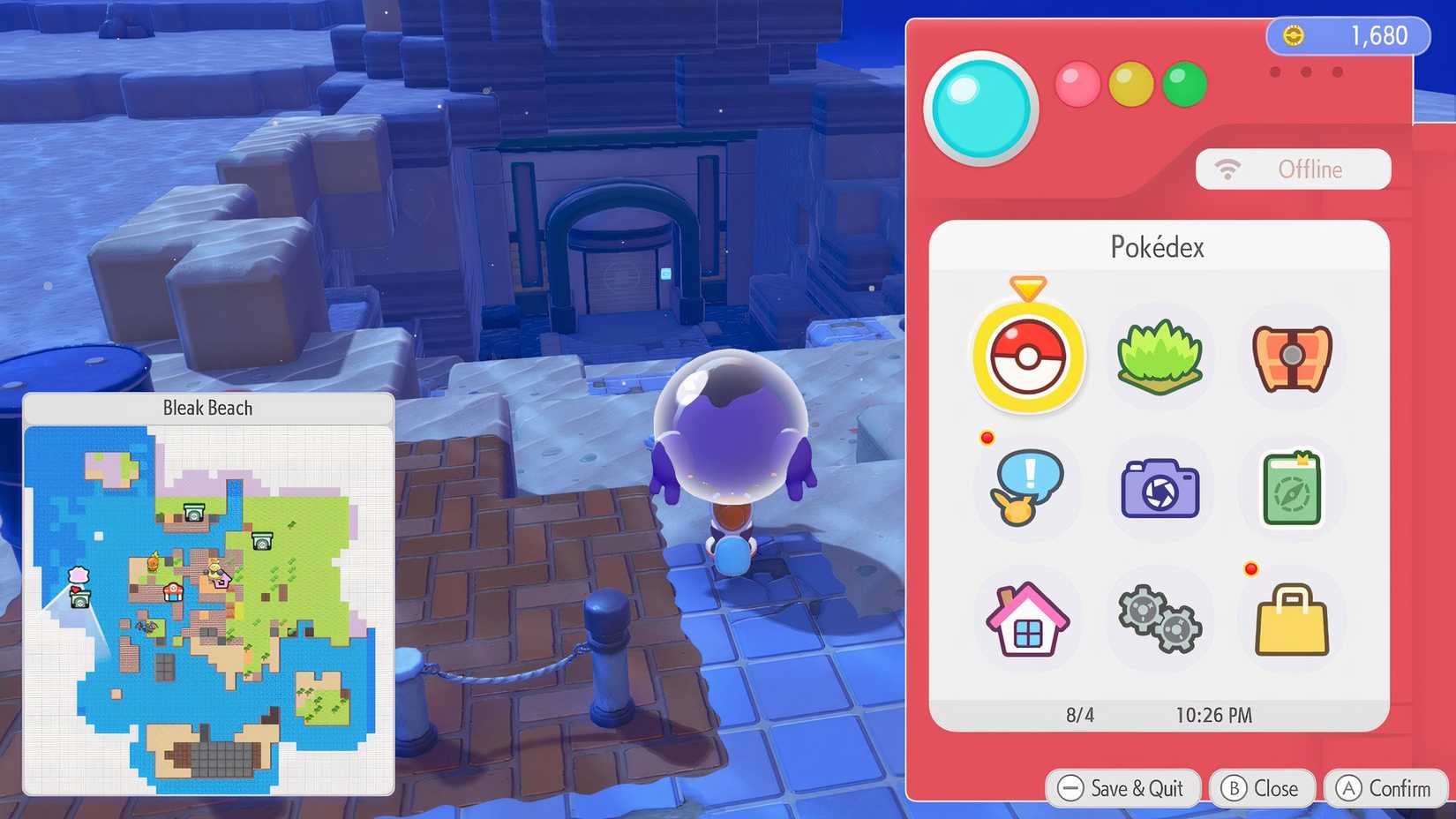 Ditto standing near the gate entrance to Bubbly Basin in Pokemon Pokopia.