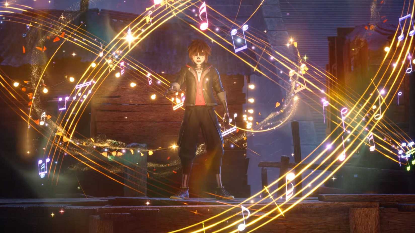 Sora summoning his Keyblade in the Coco world of Kingdom Hearts 4.