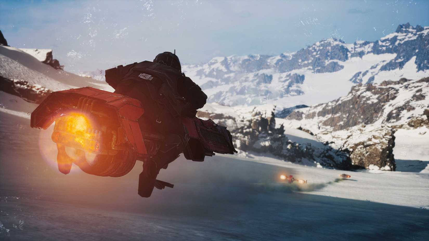 shade racing a speeder in star wars galactic racer.