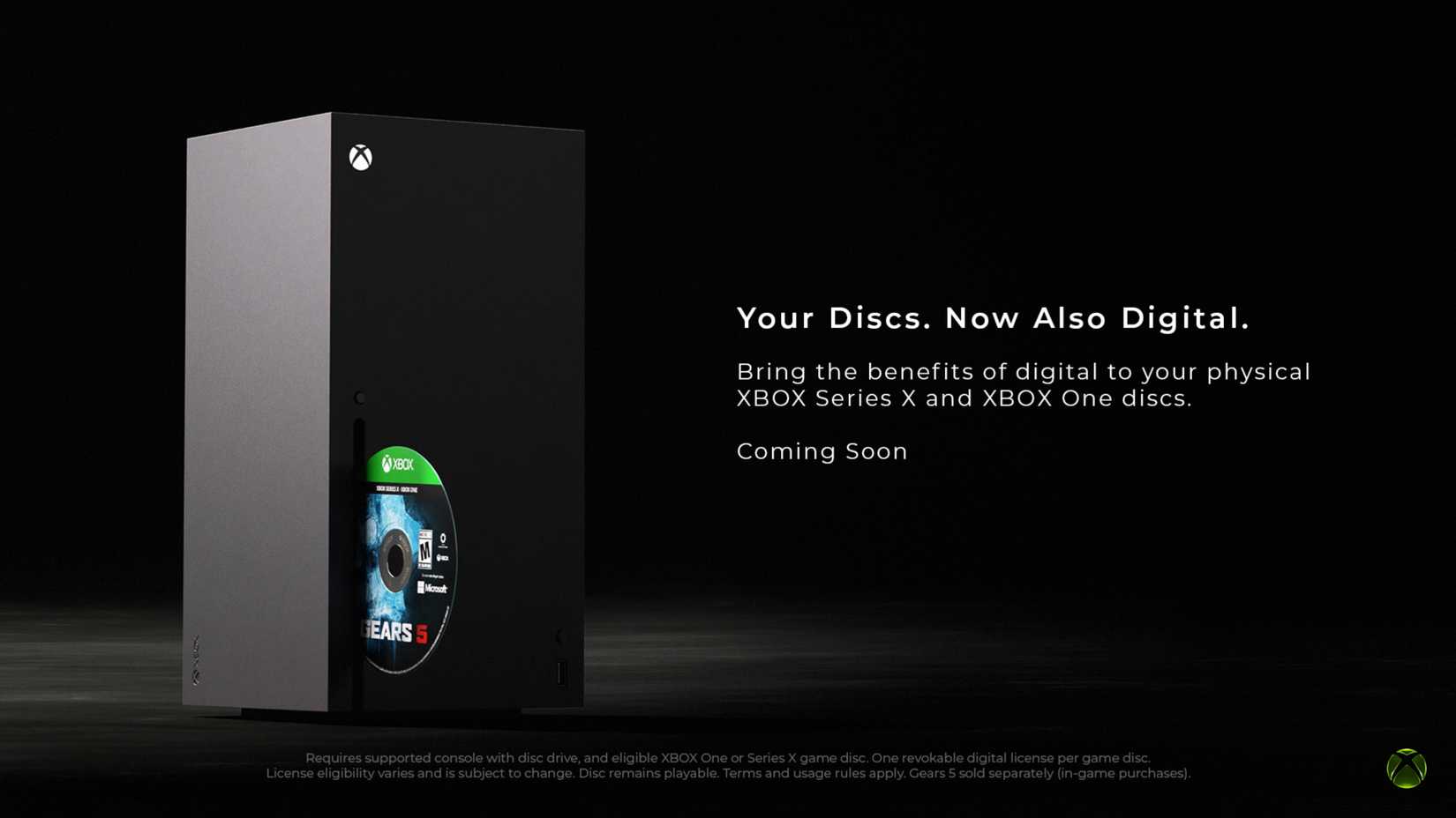 a gears 5 disc hanging out of an xbox series x.