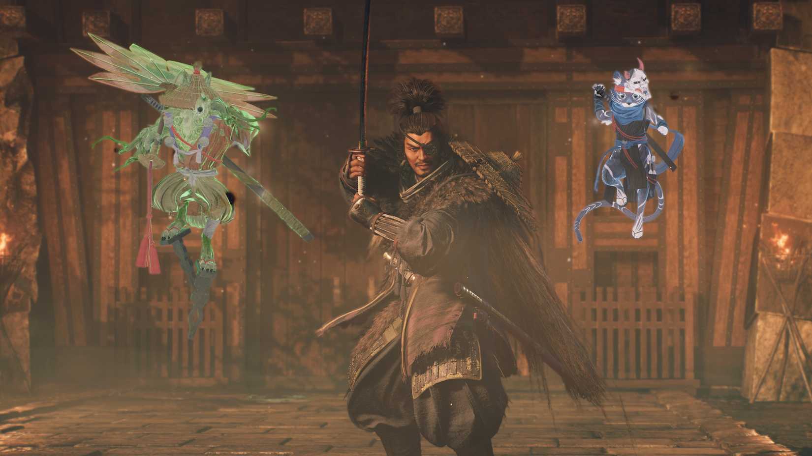 Tora Gozen next to a character in Nioh 3's Hell Rising DLC.