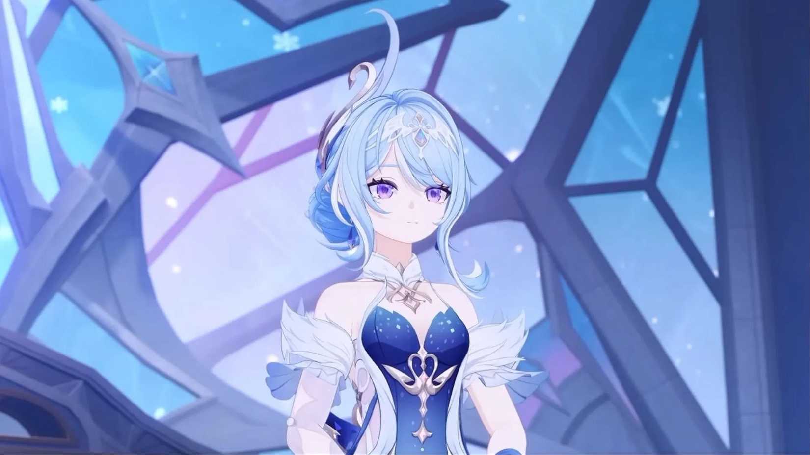 Odette on stage at the ballet in Snezhnograd in Snezhnaya in the Genshin Impact 7.0 update.