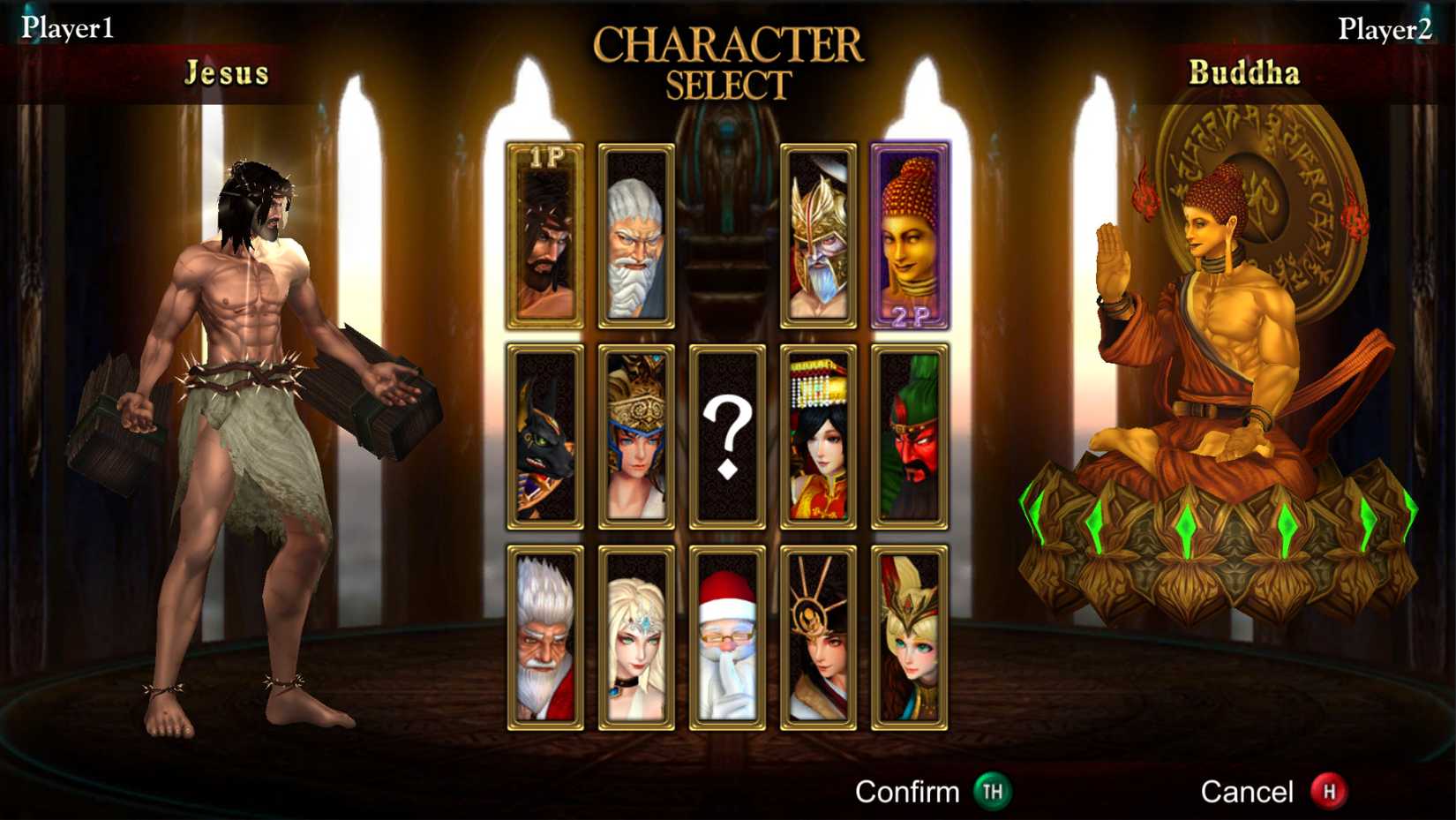 Fight of Gods character select screen. 