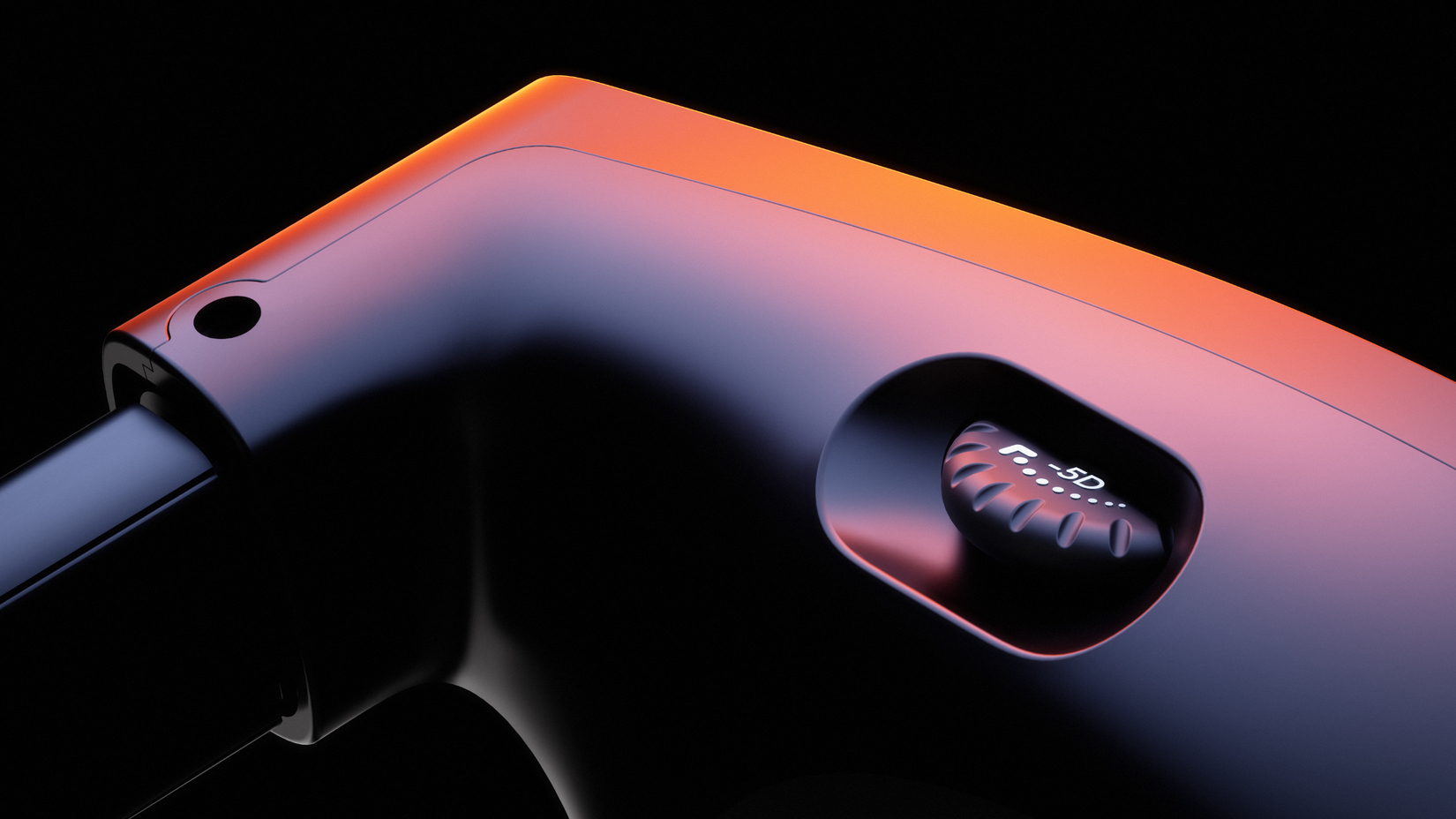 Closeup of the built-in diopter on the Viture Pro 2 glasses.