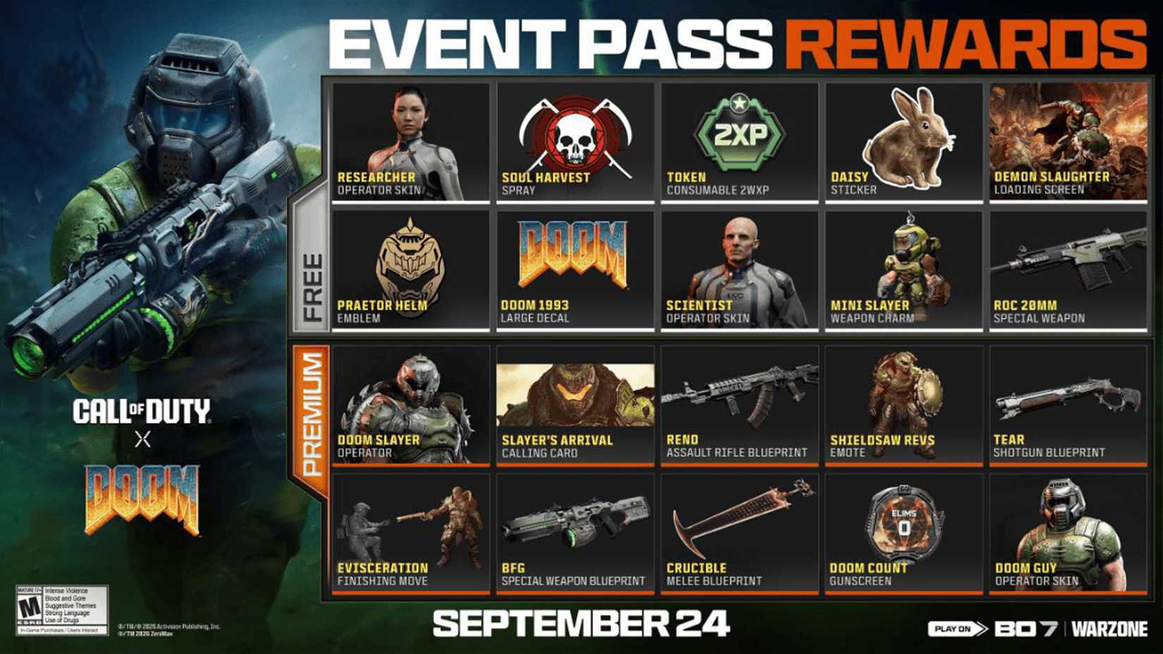 Black Ops 6 Doom Event Pass rewards.