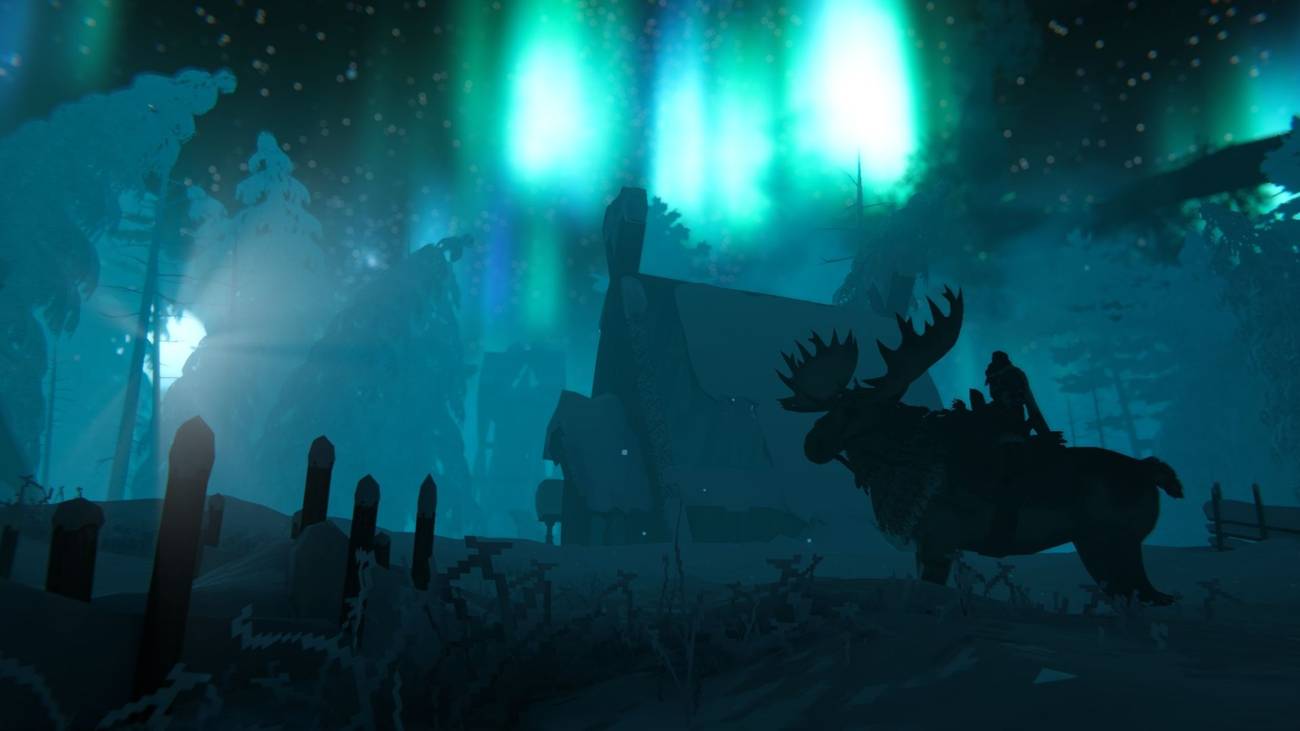 Characters gathered around in Valheim's forest. (2)