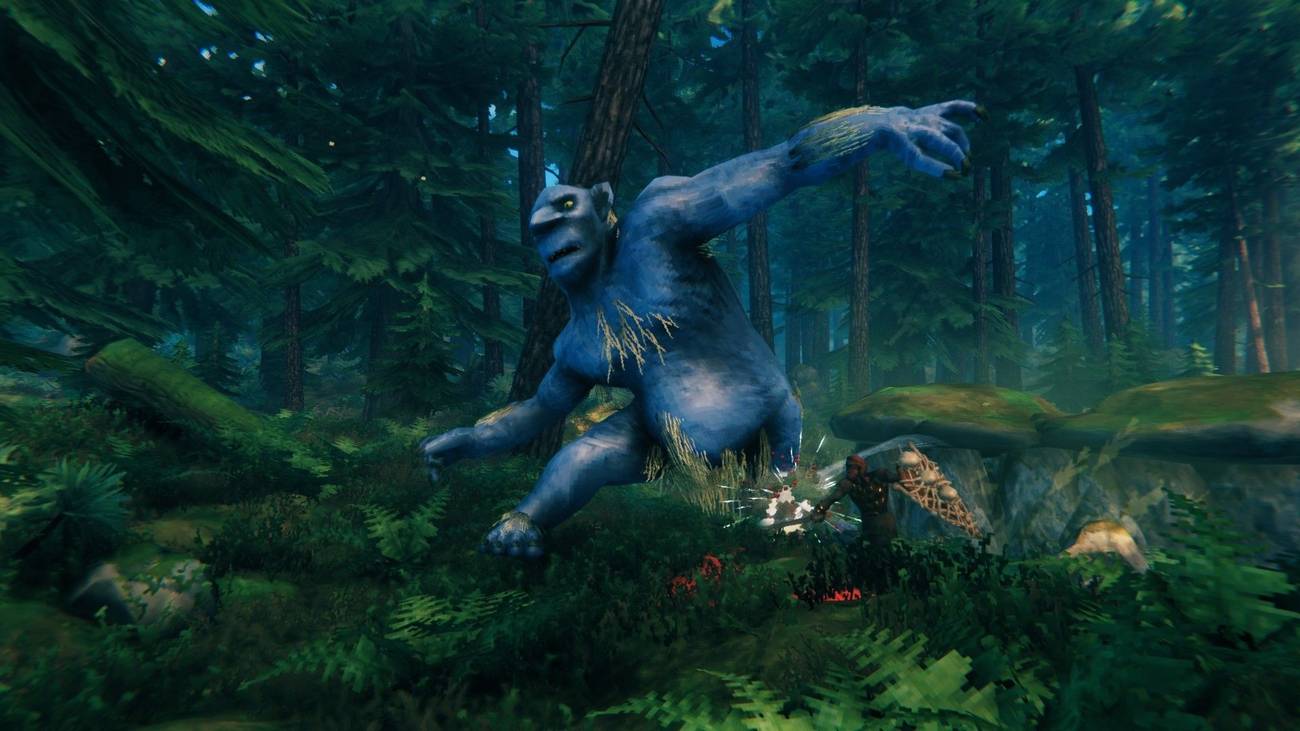 Characters gathered around in Valheim's forest.