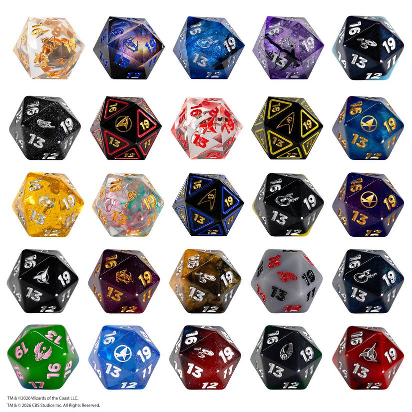 The Dice that Sirius are offering for the MTG crossover with Star Trek