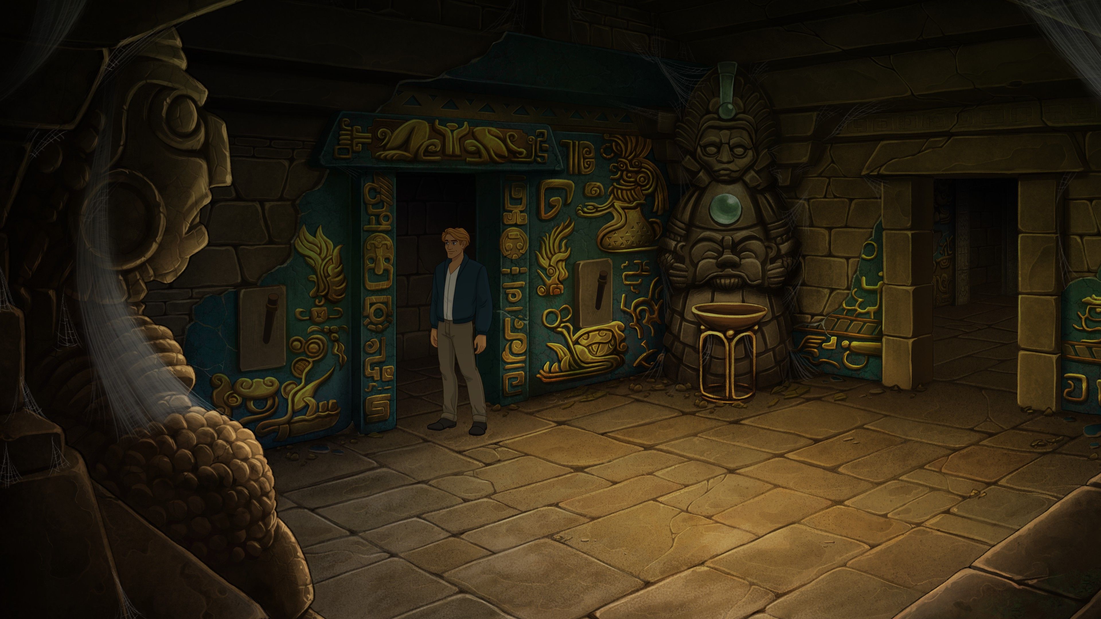 George in the temple in Broken Sword The Smoking Mirror Reforged.