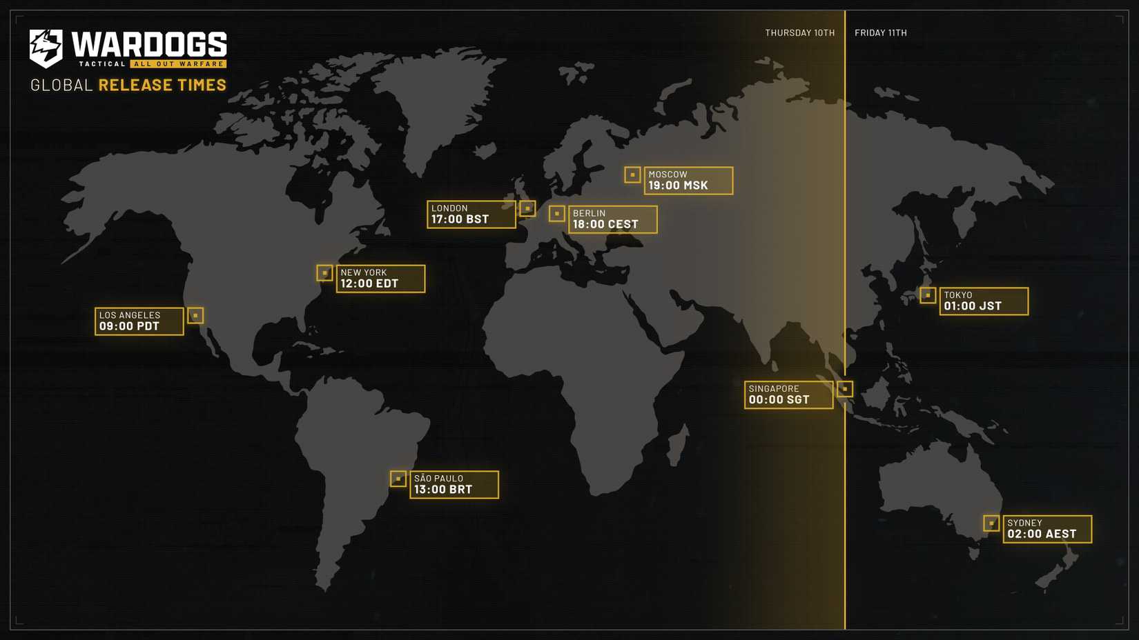 Wardogs Global Release Times official map.