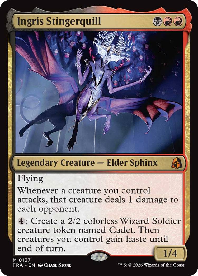 An image of Ingris Stingerquill MTG card from Reality Fracture.