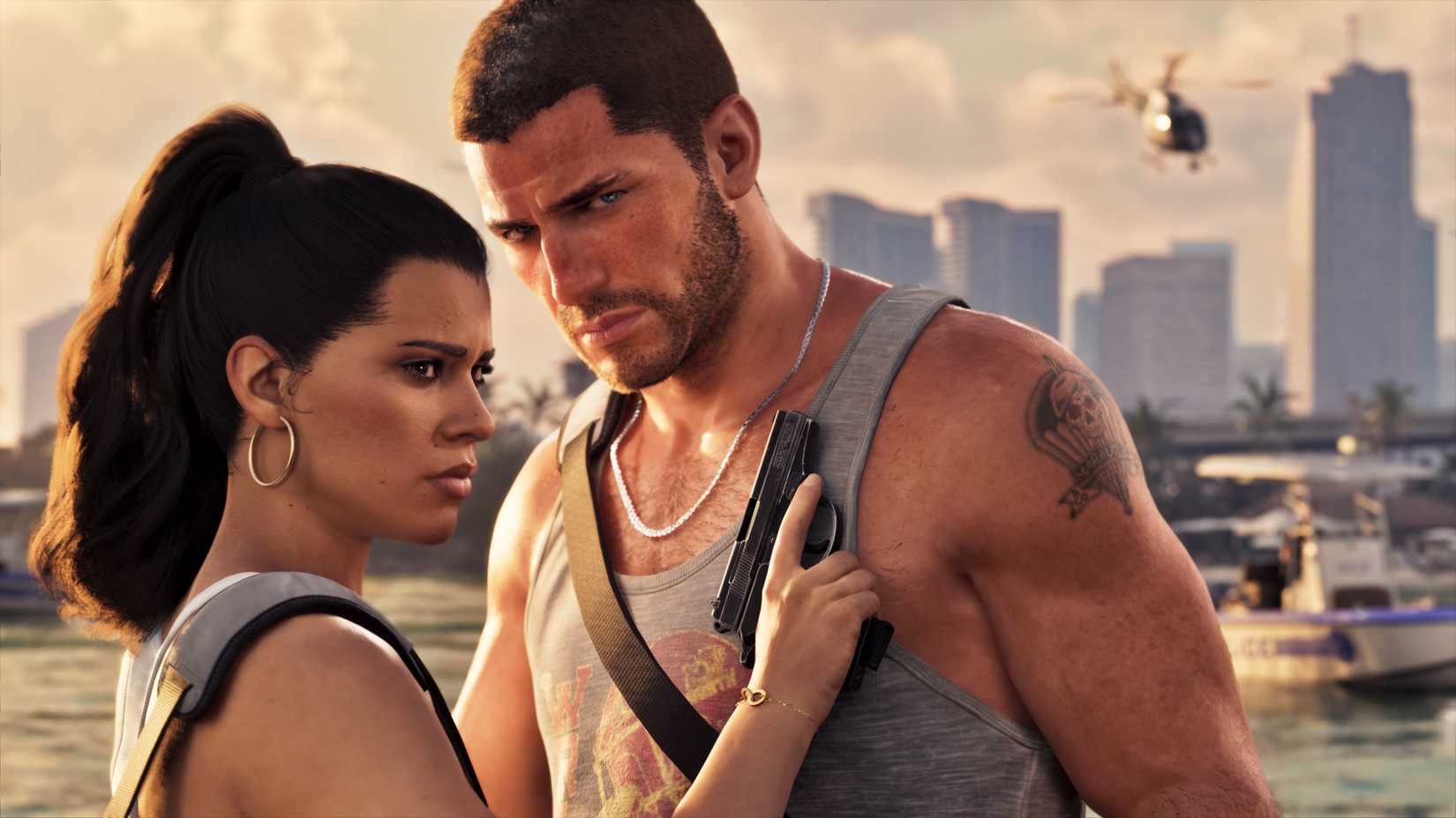 Jason and Lucia holding each other from GTA 6.