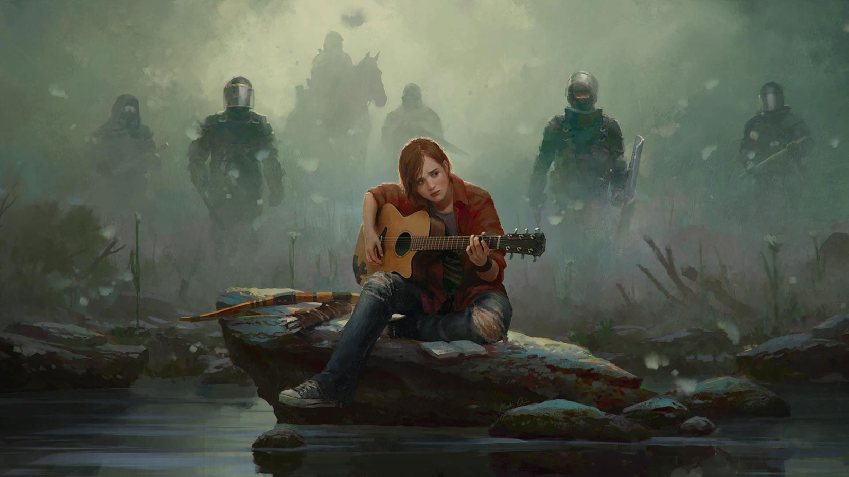 Last of Us Remastered Ellie, as she is pursued while playing the acoustic guitar