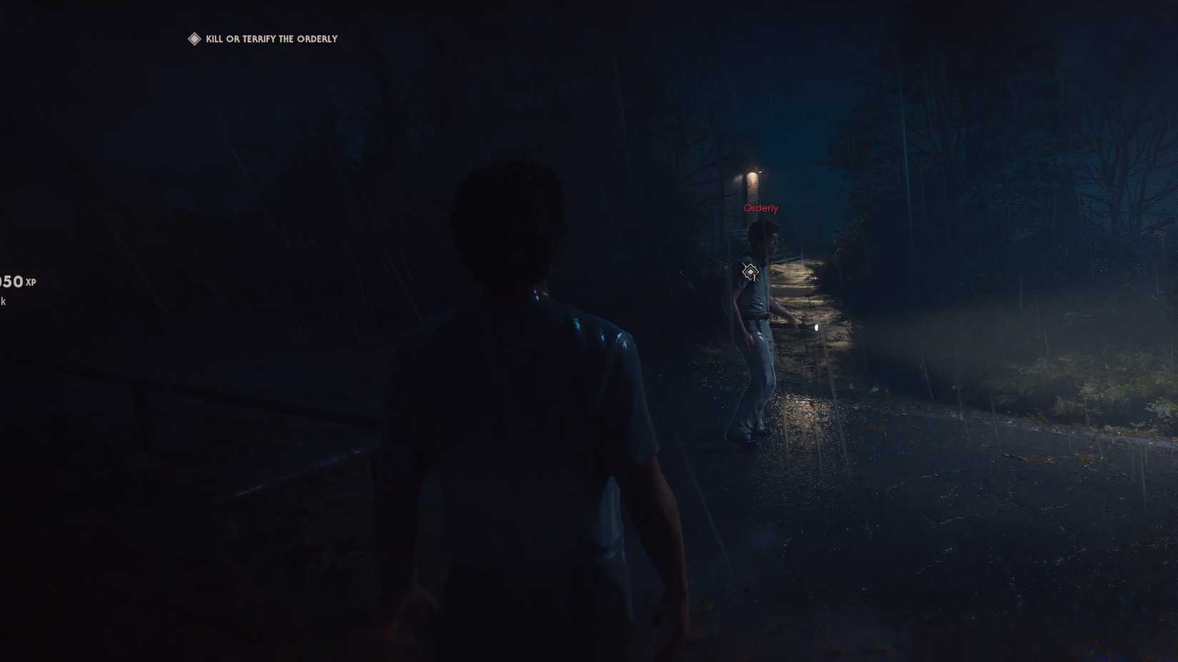 Michael looking at an orderly in Halloween: The Game with a full stalk meter