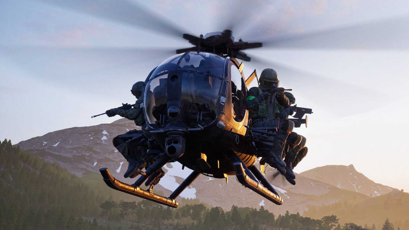 players riding in a helicopter in wardogs.