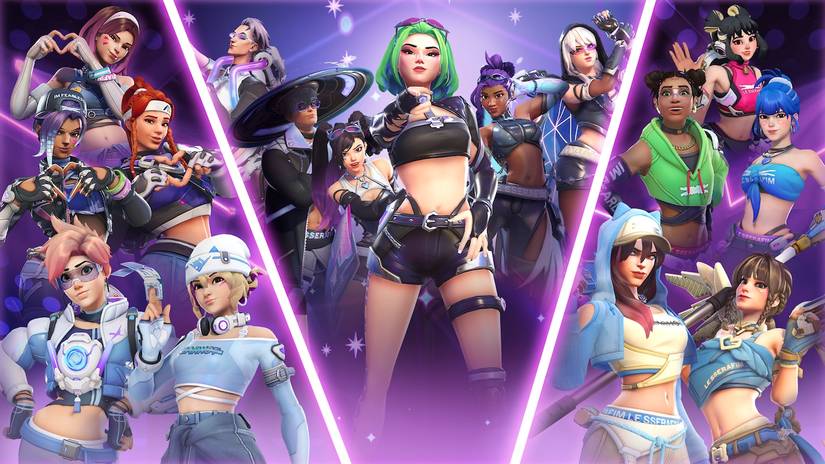 The Le Sserafim Collectors Bundle in Overwatch, showing several characters in different skins.