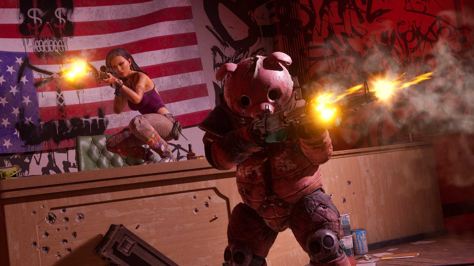 Two players shooting guns in PUBG Ded.Net.