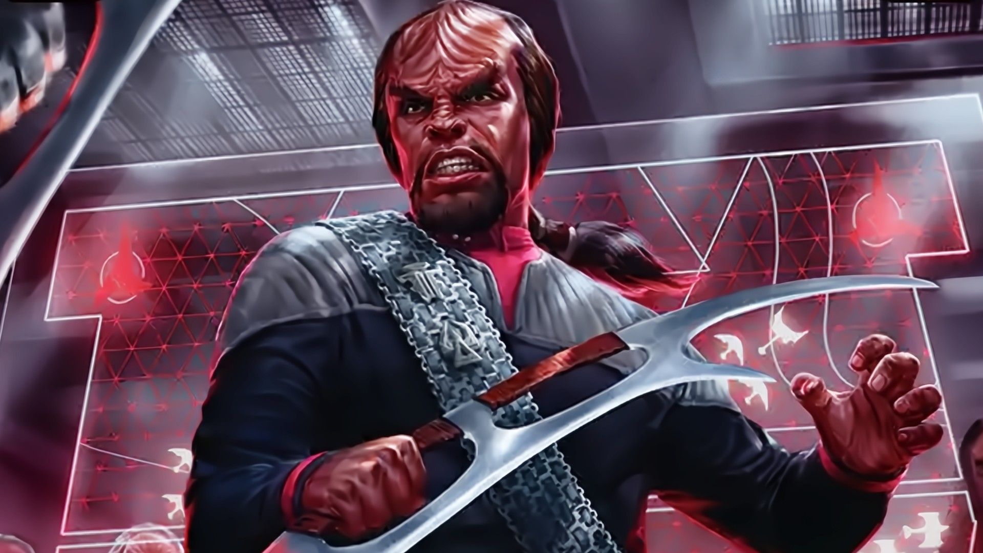 A close up of Warj, Defiant Commander MTG Star Trek card.