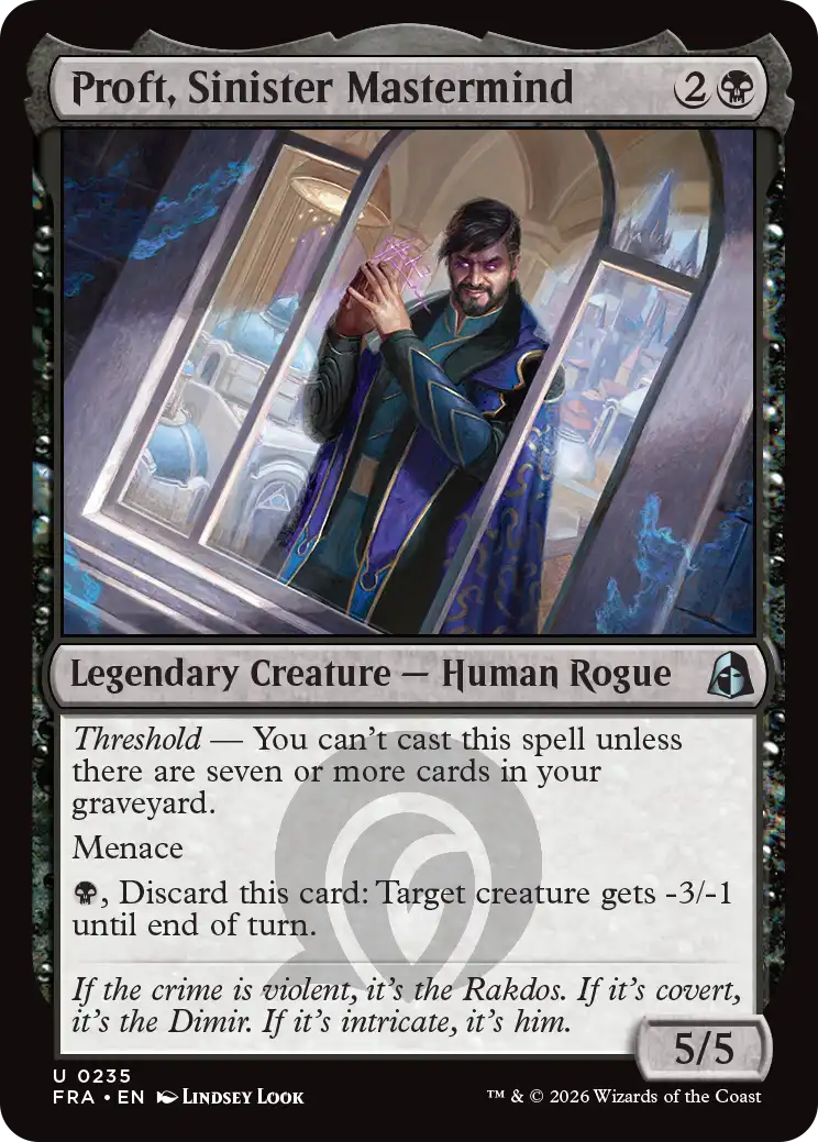 An image of Proft, Sinister Mastermind from MTG Reality Fracture.