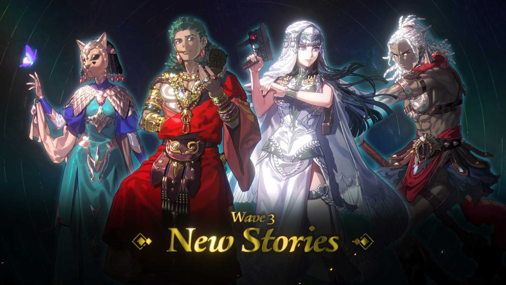 Fortune's Weave four lords standing in a row