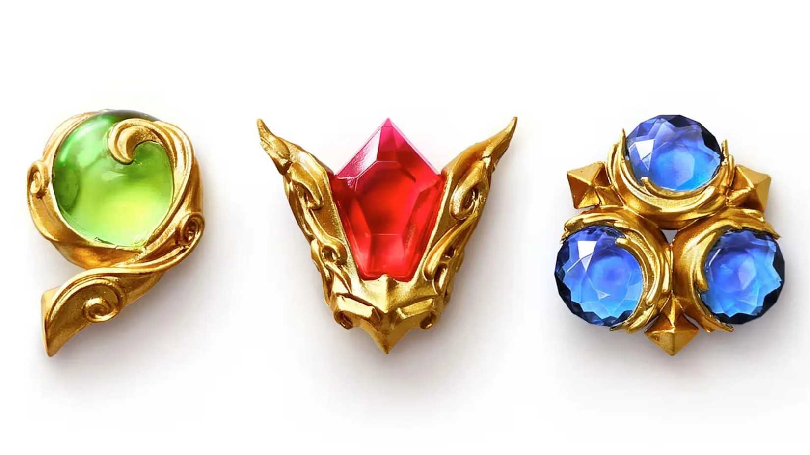 replicas of the spiritual stones from ocarina of time.