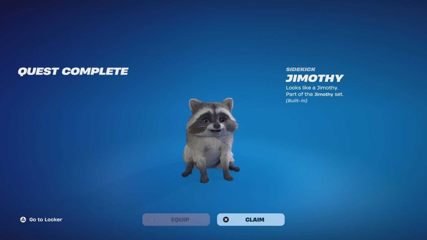 jimothy sidekick in a fortnite locker.