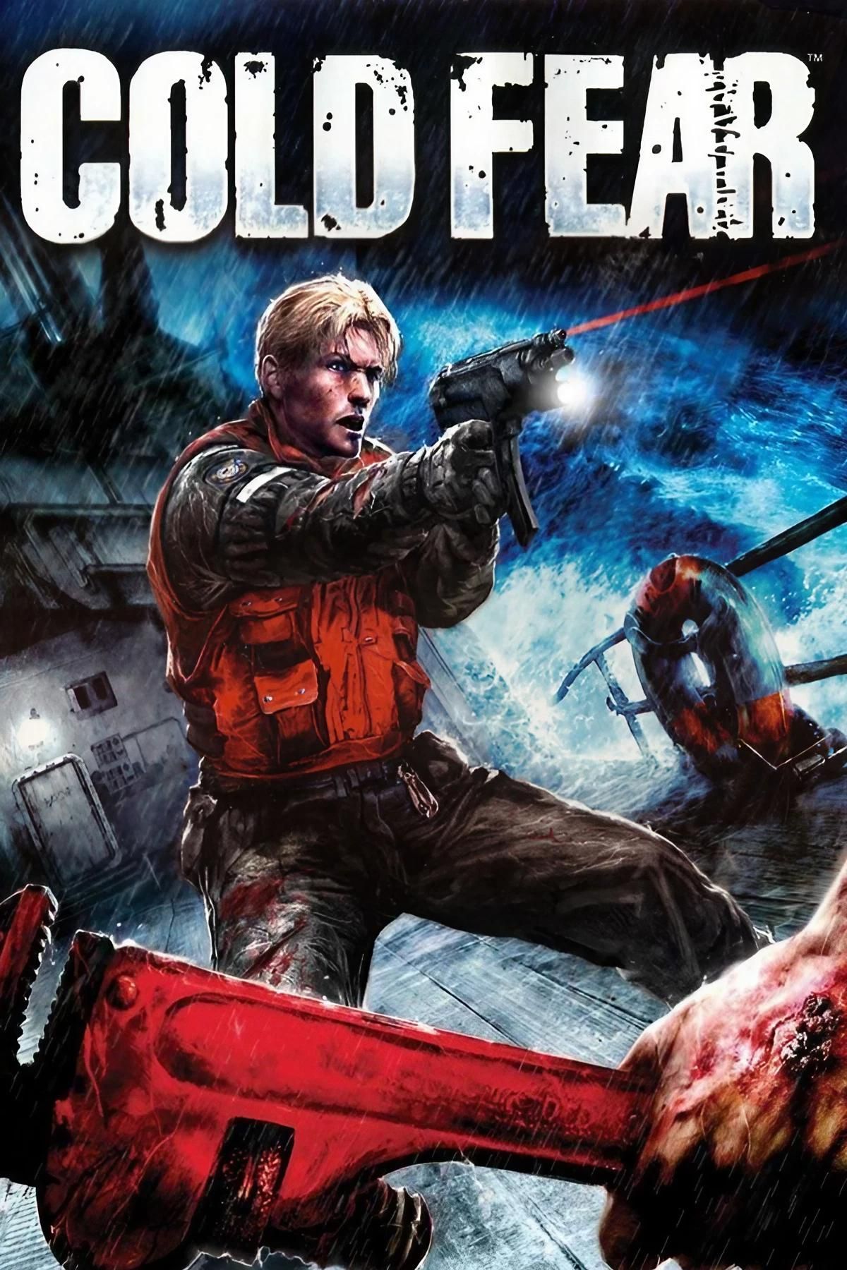 Cena do jogo Cold Fear mostrando o protagonista em um navio cercado por criaturas.