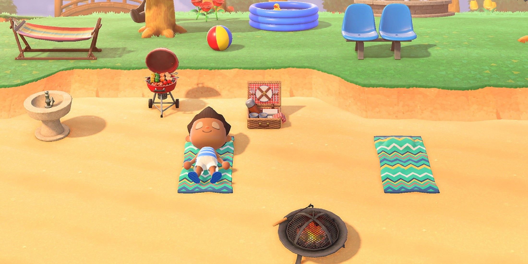 Praia em Animal Crossing: New Horizons