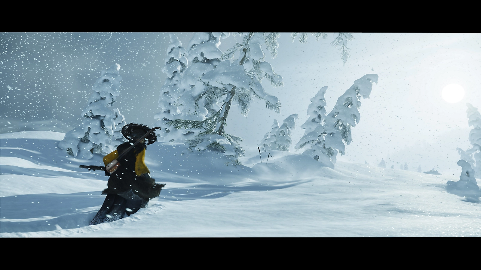 Detalhe de um acampamento em Ghost of Yotei.