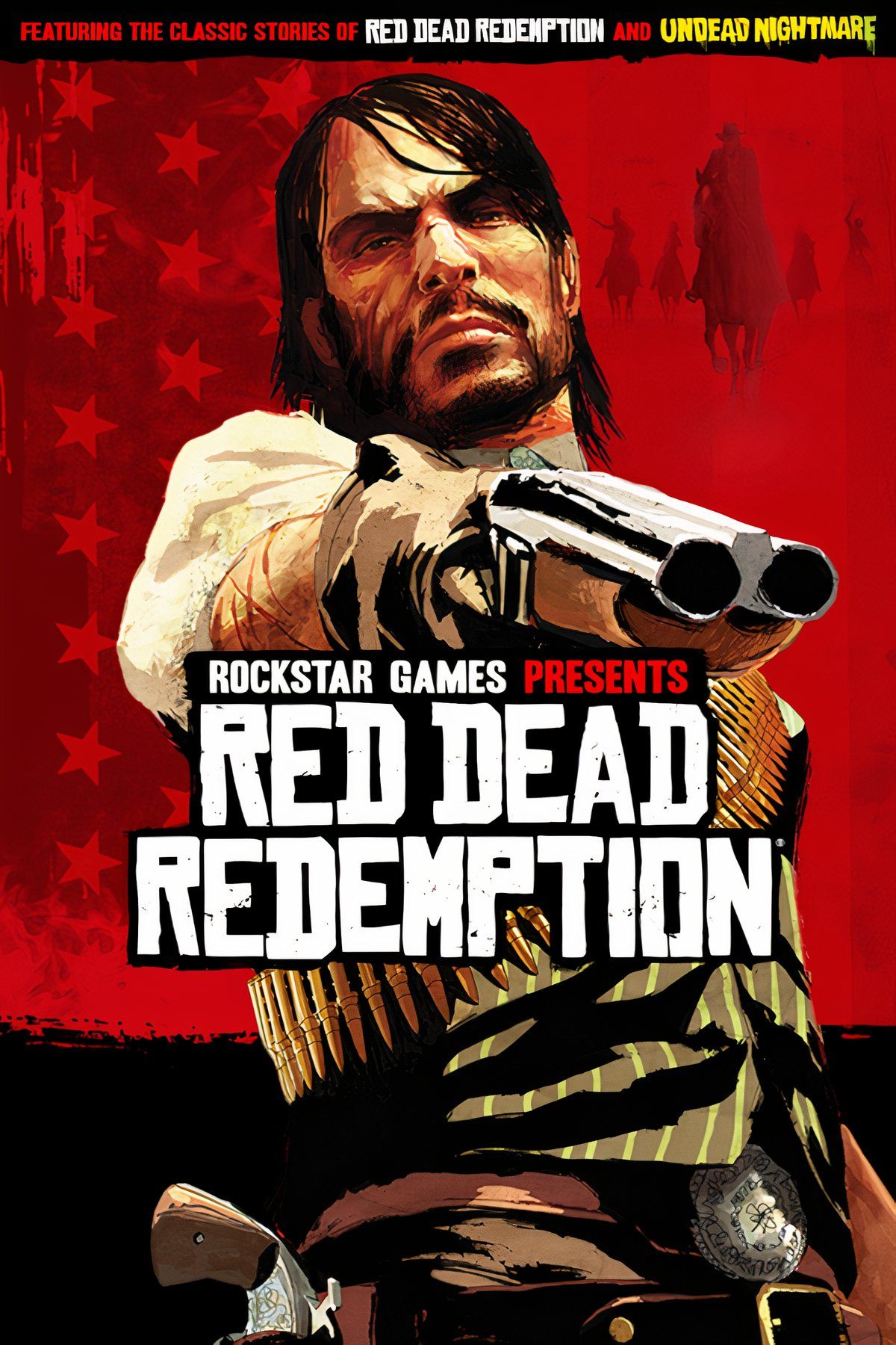 Tela do jogo Red Dead Redemption com John Marston em destaque.