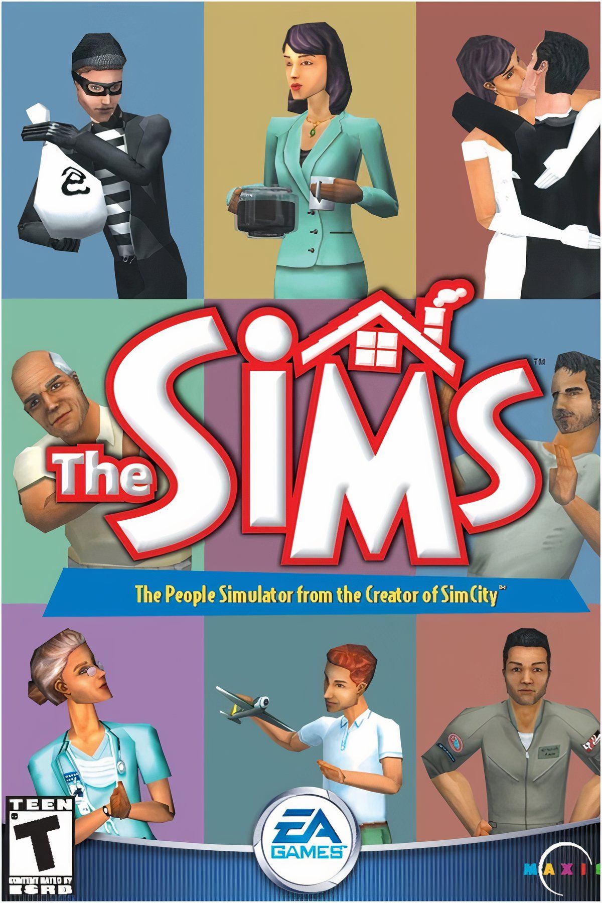 Protótipo de The Sims 1999 mostrando a interface básica do jogo.