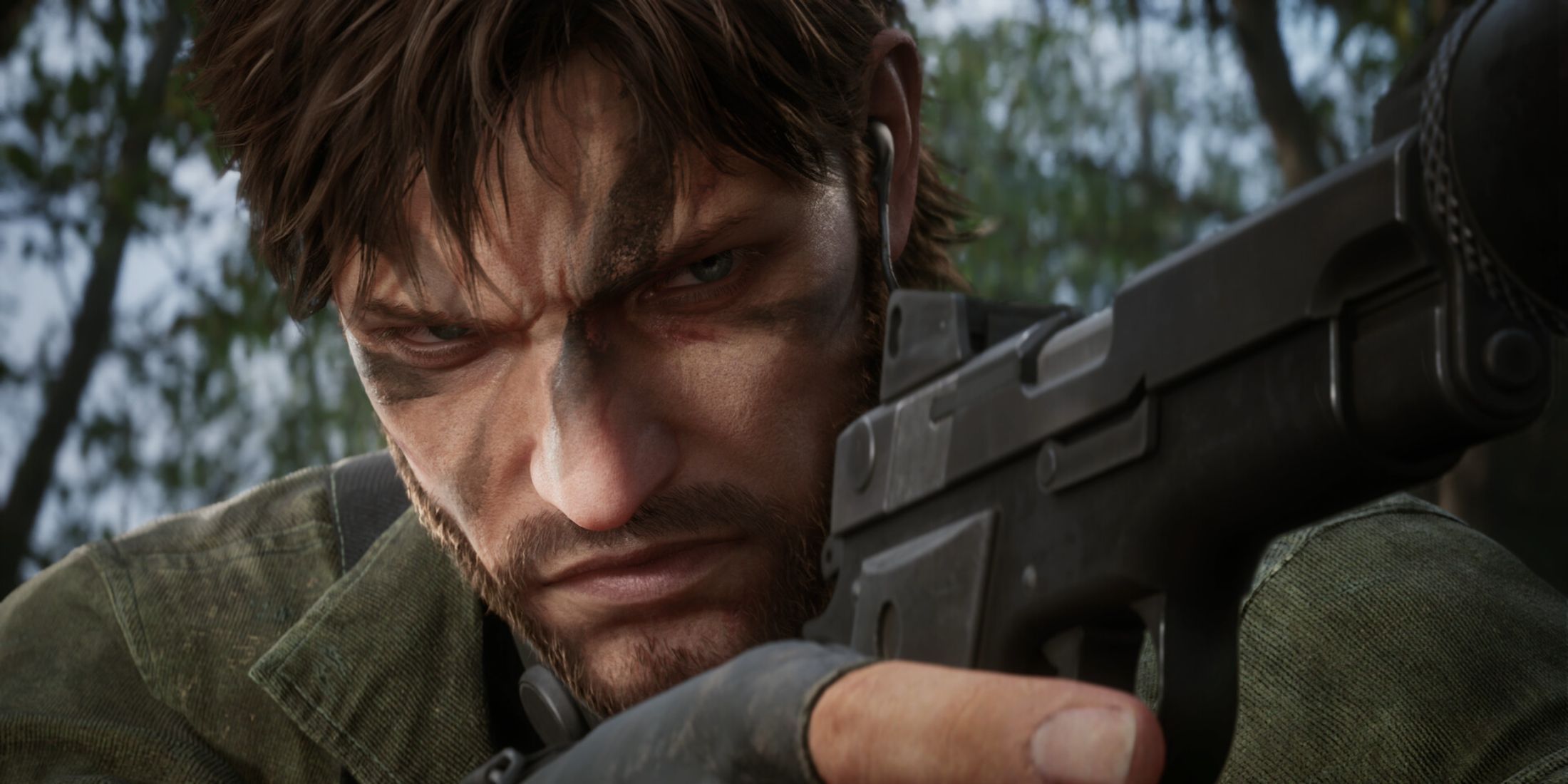 Naked Snake em pose de combate em Metal Gear Solid Delta: Snake Eater