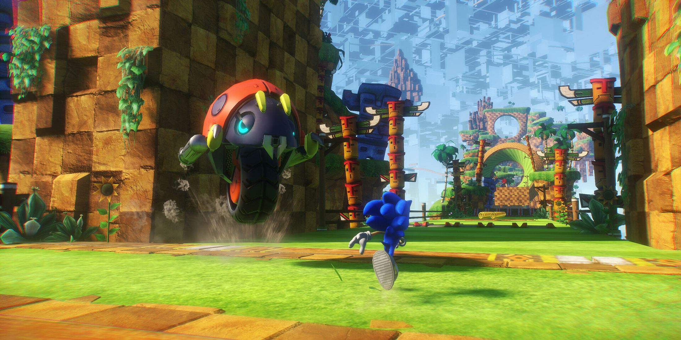 Sonic enfrentando um inimigo em Sonic Frontiers
