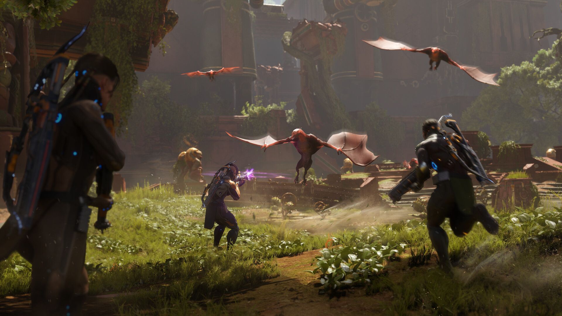 Cena mostrando a interface de Turok Origins, com elementos de HUD.