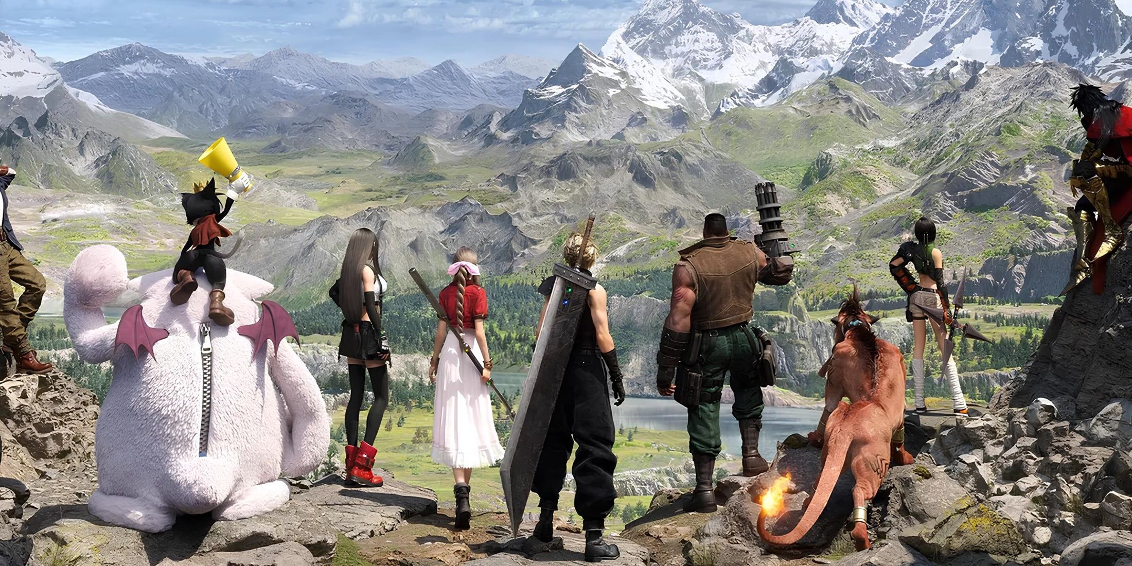 Grupo de personagens em Final Fantasy 7 Rebirth